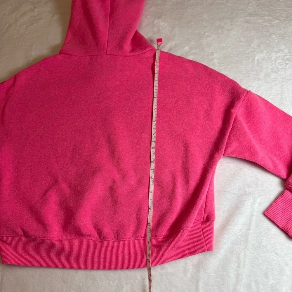 Justice Vibrant Pink Fleece Cropped Hoodie Size XS(5/6)